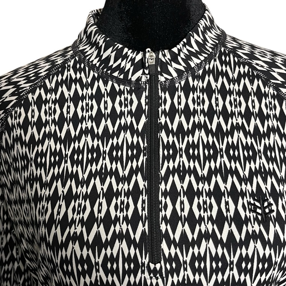 Coolibar Island Quarter Zip Swim Shirt Dress UPF 50+ – Black/White Ikat – Size S - Picture 6 of 11